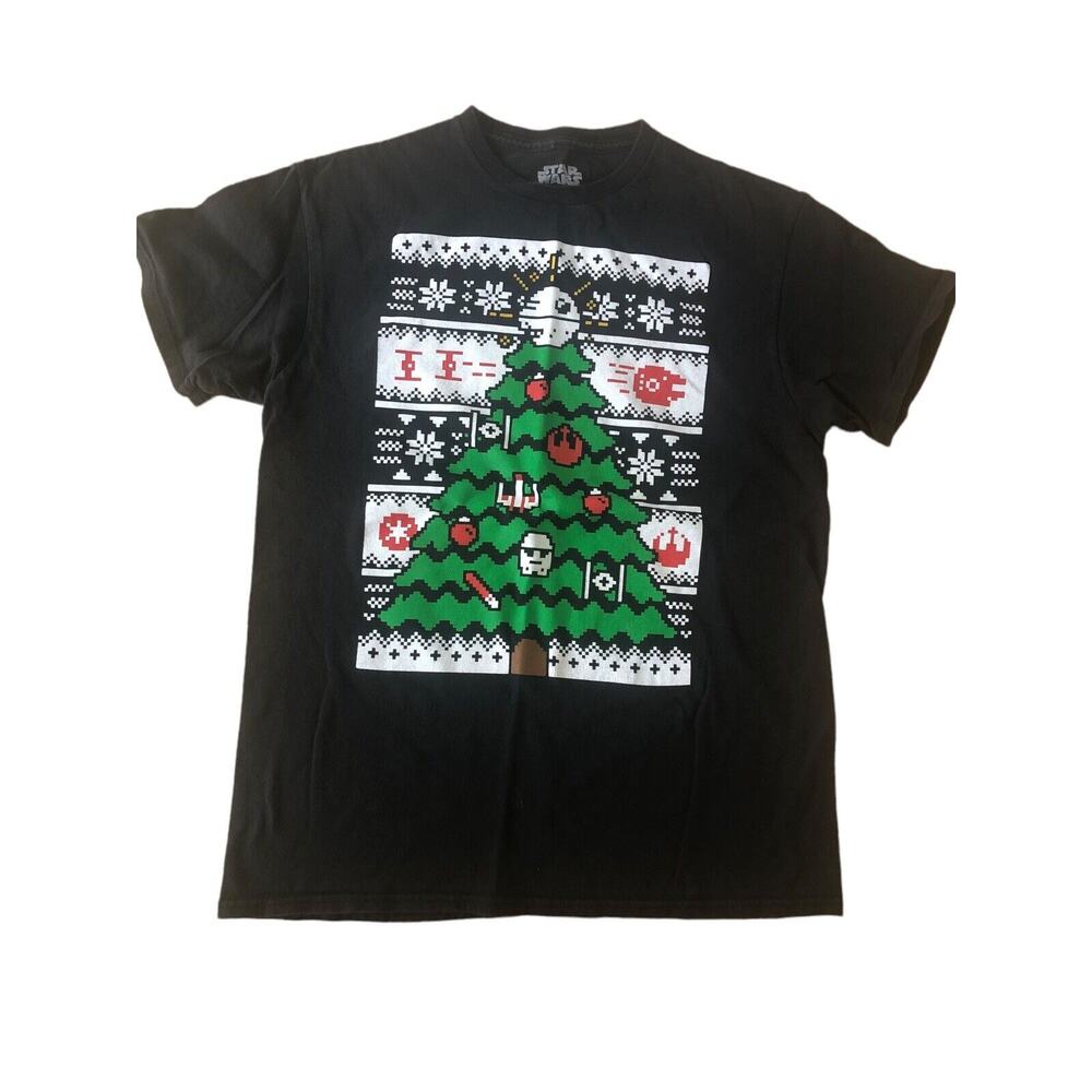 Star Wars Fifth Sun Mens Black Christmas‎ Tree Ugly Sweater Graphic T-Shirt M